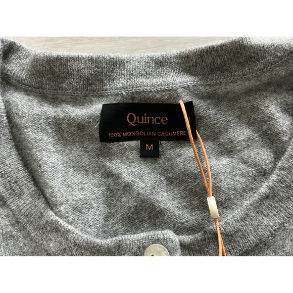 Quince Mongolian Cashmere Cardigan Sweater Medium Heather Grey NWT - Picture 6 of 7